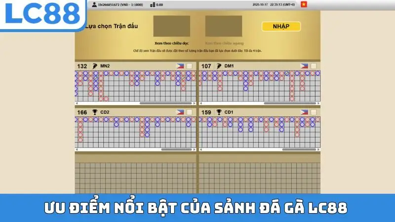 Ưu điểm nổi bật của sảnh đá gà LC88